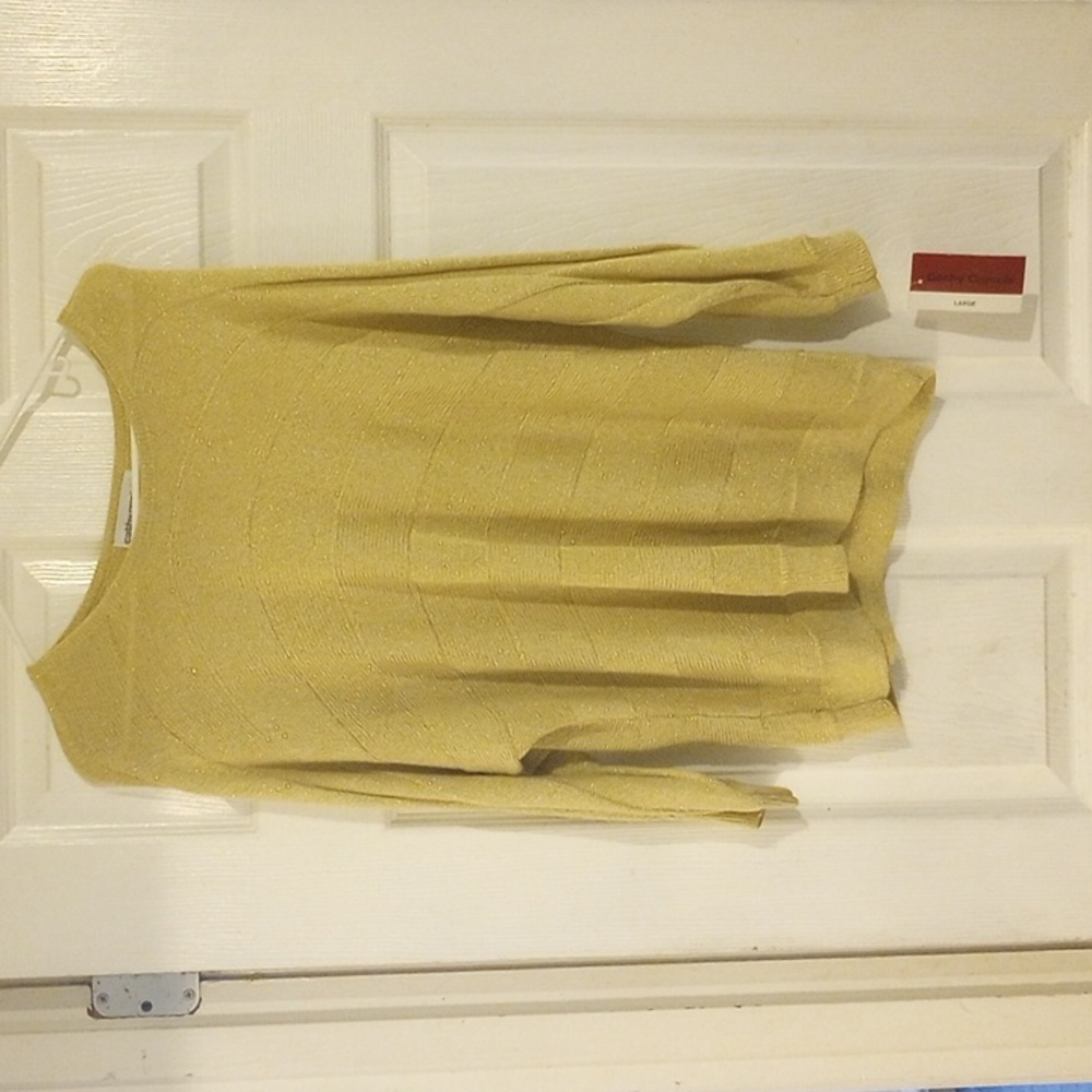 Kathy Daniels gold knit sweater, size large, NWT